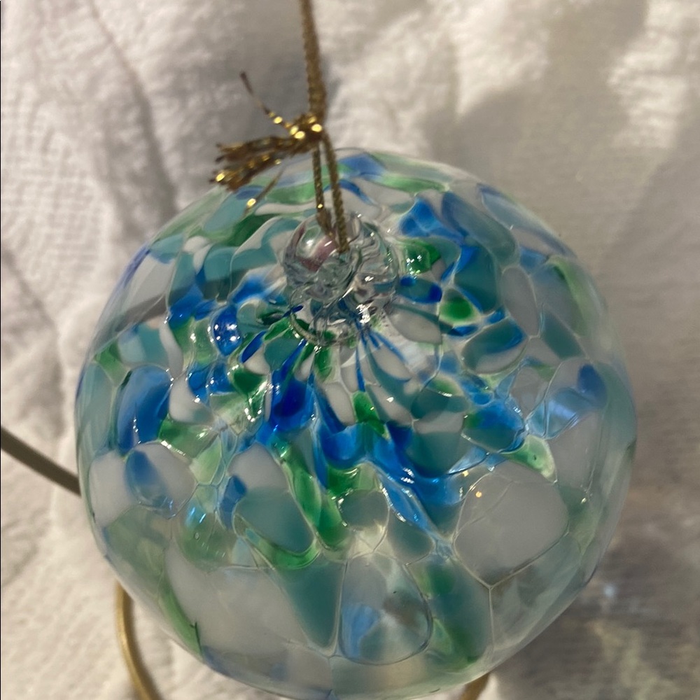 Handcrafted Glass Ornament - Blue and Green - Picture 2 of 8
